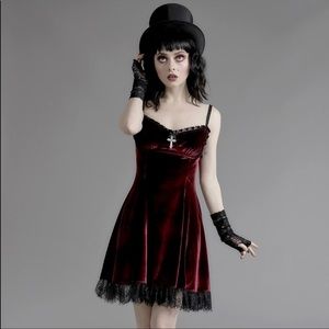 DOLLS KILL || Widow Wine Blind Faith Velvet Dress - size S